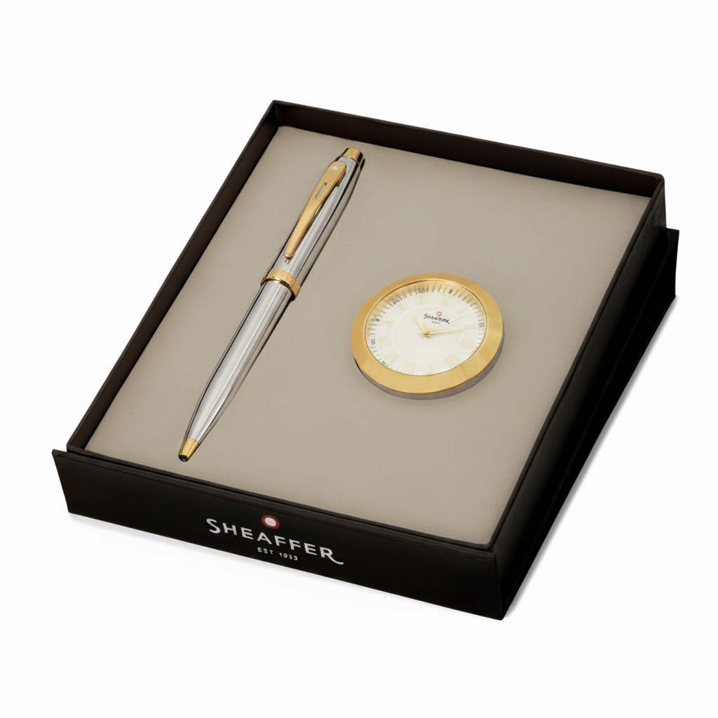 GS90 - Sheaffer 9340 Ball Pen Gold Table Clock