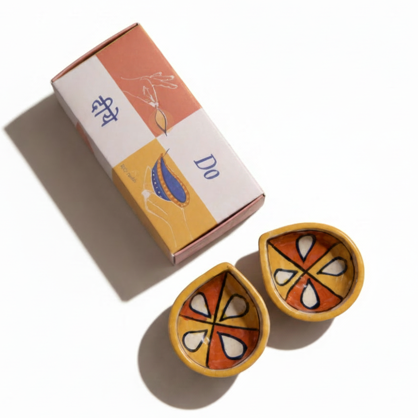 Pankh Ceramic Diyas Set Of 2