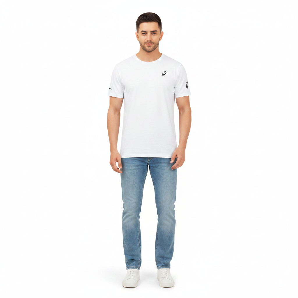 BST39- Asics Solid Round Neck T-Shirt