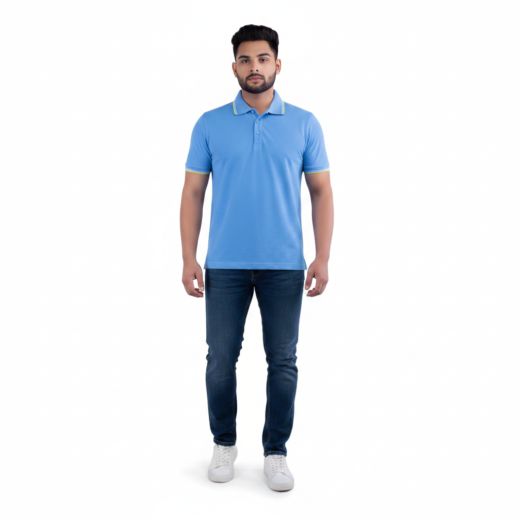 BST45- Benetton Tipping Cotton Polo T-Shirt