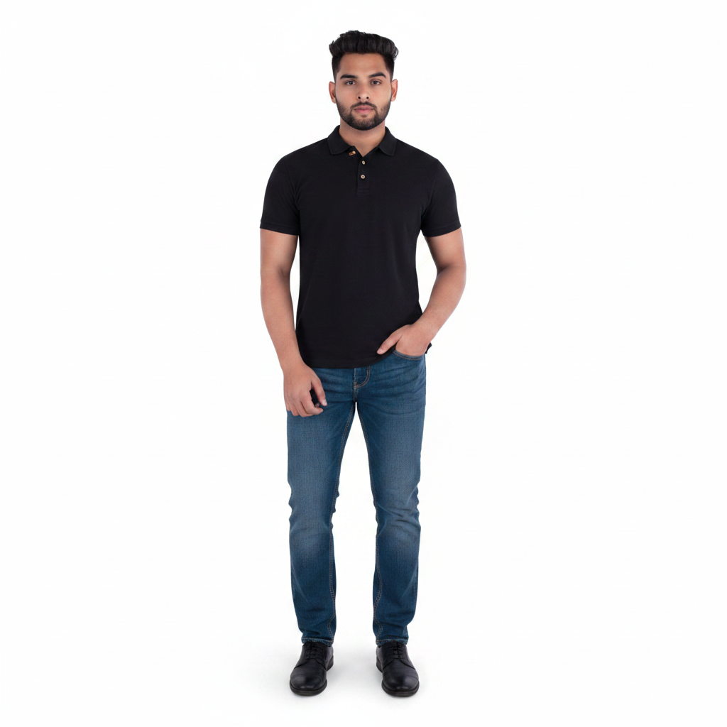 BST46- Benetton Jacquard Polo T-Shirt