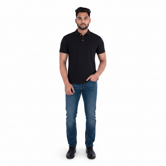 BST46- Benetton Jacquard Polo T-Shirt