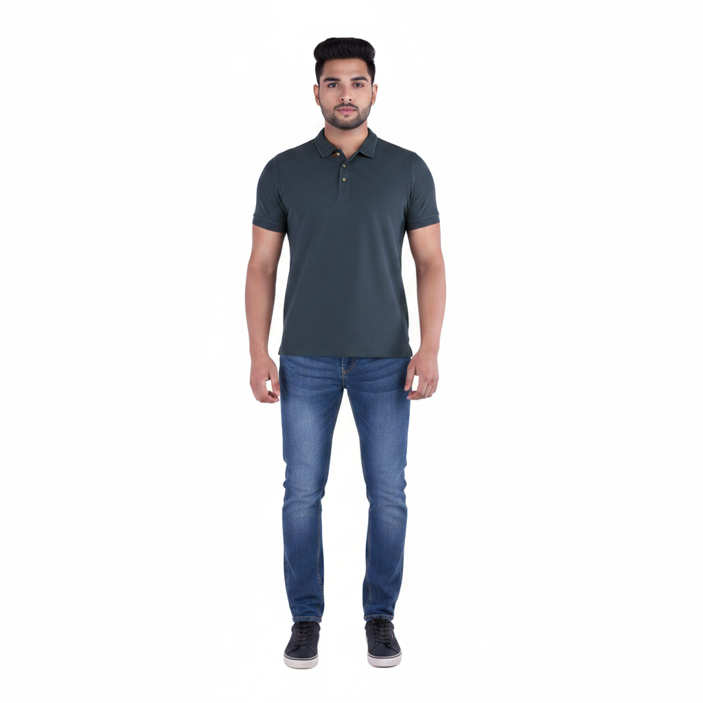 BST46- Benetton Jacquard Polo T-Shirt