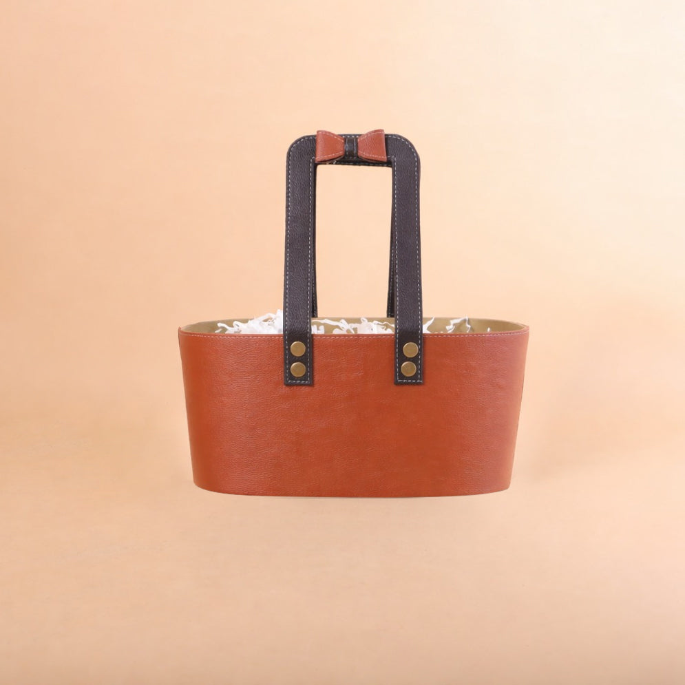 PB12- Leather Gift Basket
