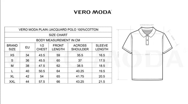 BST11- Vero Moda Women's Plain Polo T-Shirt