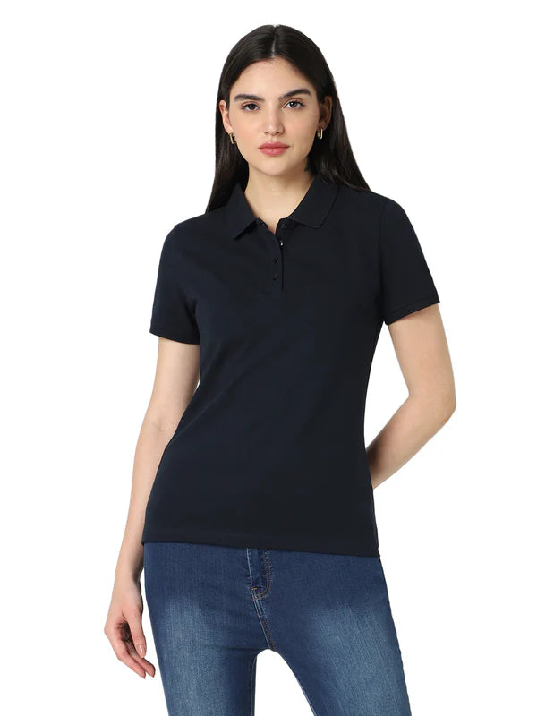 BST11- Vero Moda Women's Plain Polo T-Shirt
