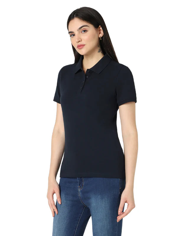 BST11- Vero Moda Women's Plain Polo T-Shirt