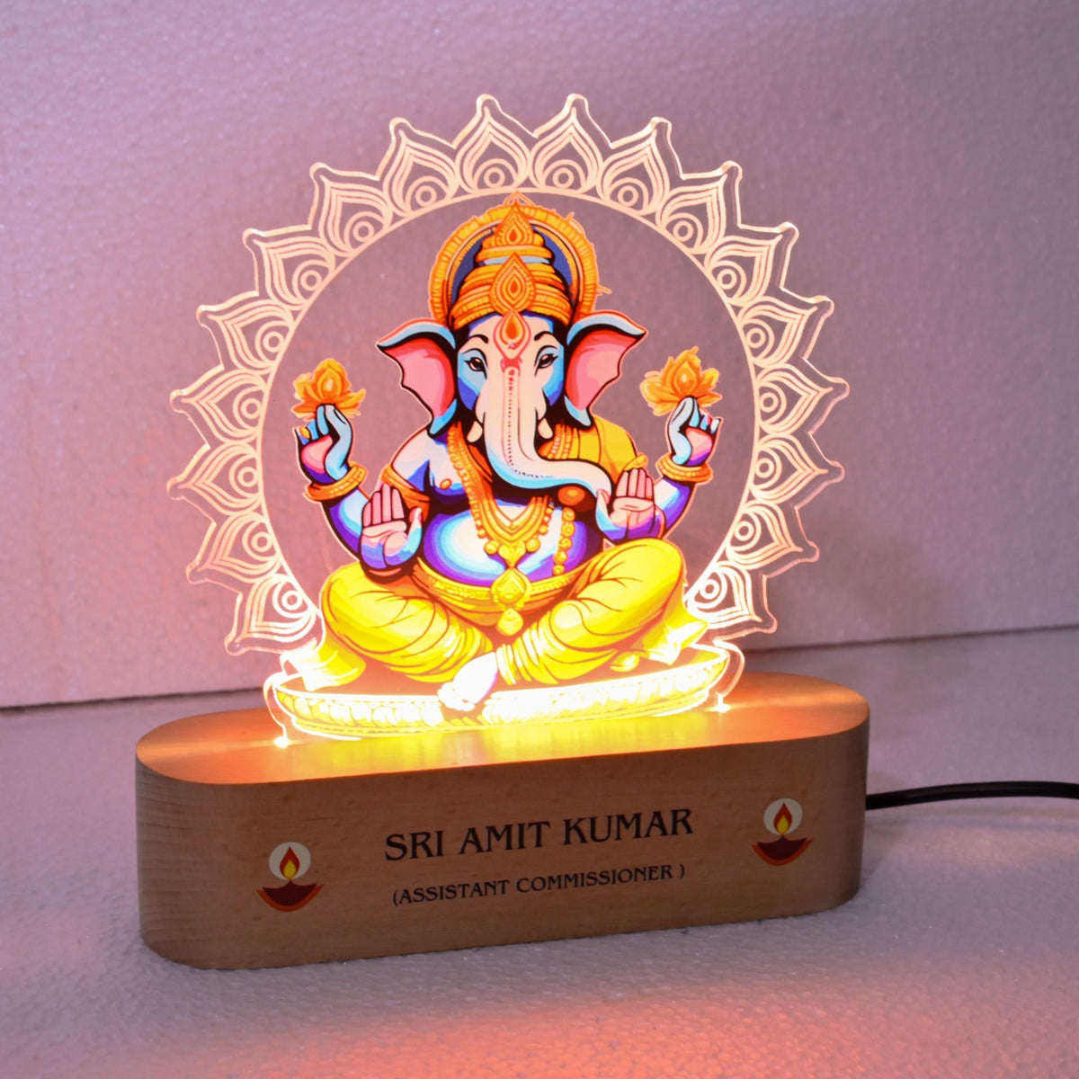 ED129 - LED Ganesha Lamp – Divine Glow with Custom Branding - Image 2