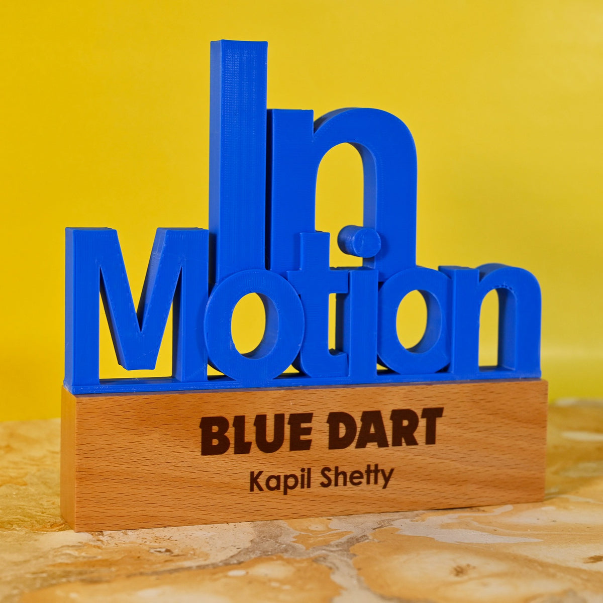 BSTM76 - InMotion – 3D Printed Award with Wooden Base - Image 6
