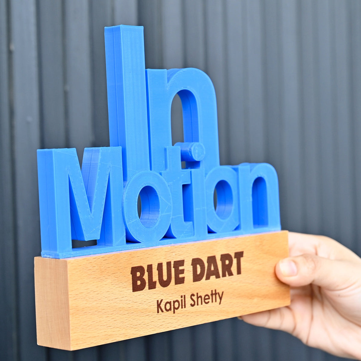 BSTM76 - InMotion – 3D Printed Award with Wooden Base - Image 5