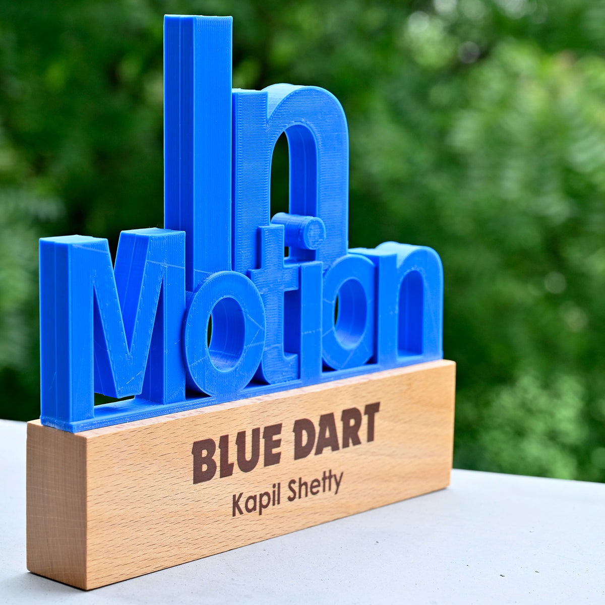 BSTM76 - InMotion – 3D Printed Award with Wooden Base - Image 4