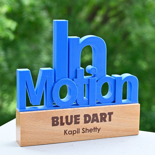 BSTM76 - InMotion – 3D Printed Award with Wooden Base