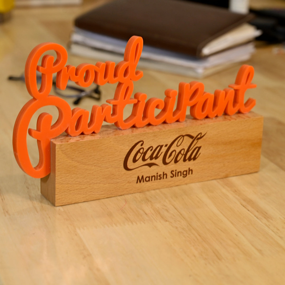 BSTM74 - Proud Participant Award – Acrylic Text with Wooden Base - Image 7
