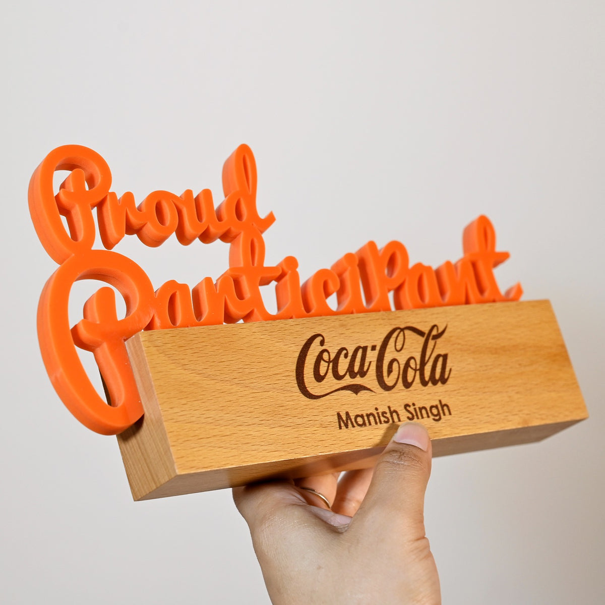 BSTM74 - Proud Participant Award – Acrylic Text with Wooden Base - Image 4