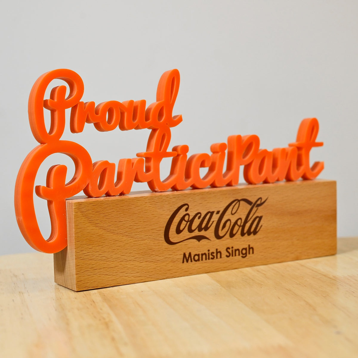 BSTM74 - Proud Participant Award – Acrylic Text with Wooden Base - Image 5