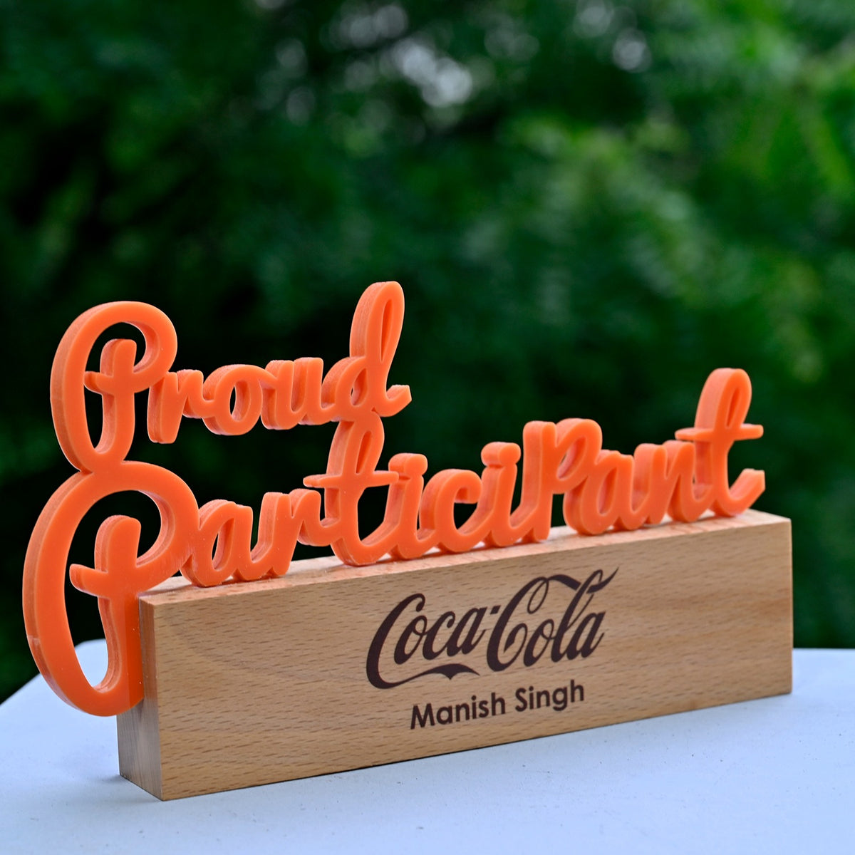 BSTM74 - Proud Participant Award – Acrylic Text with Wooden Base - Image 2