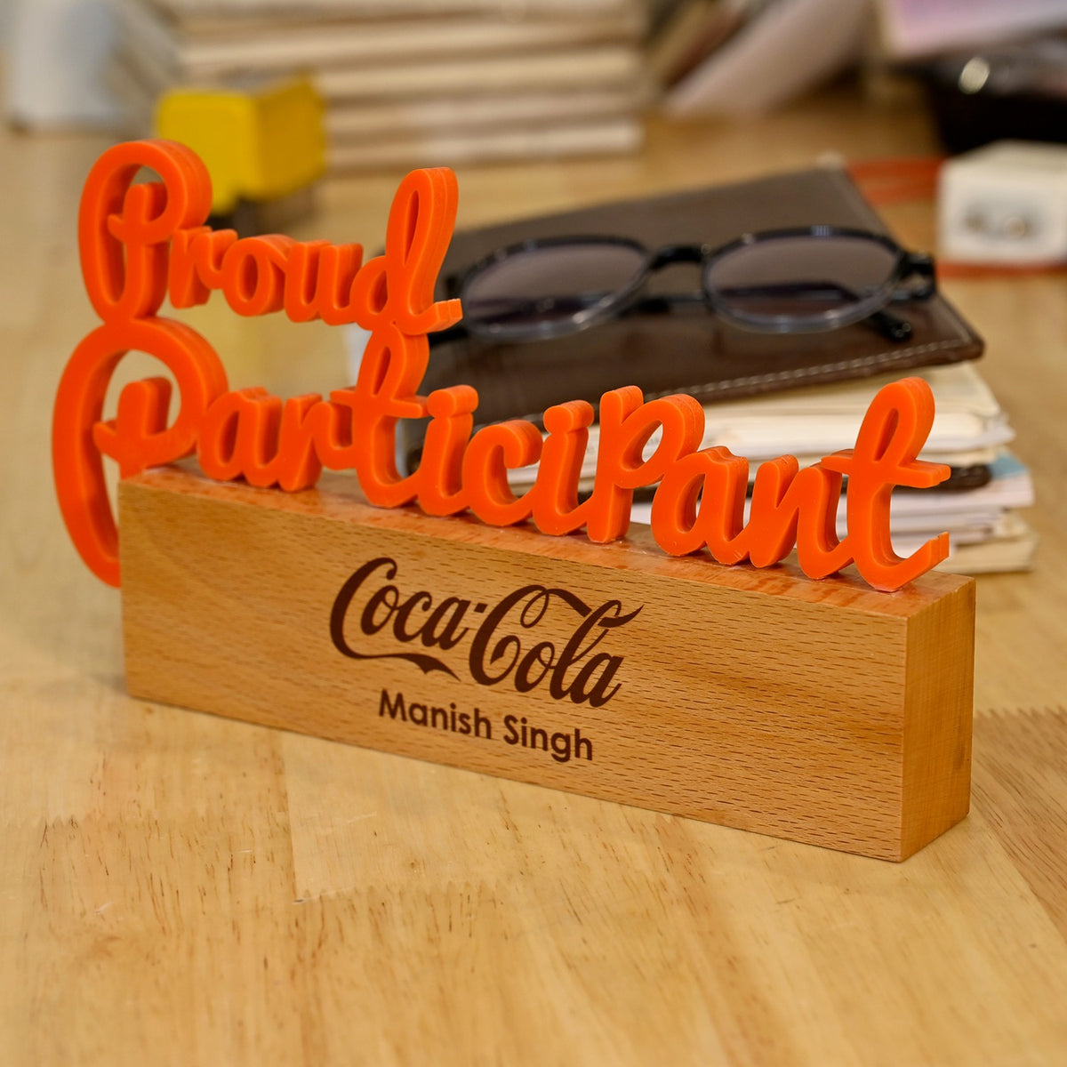 BSTM74 - Proud Participant Award – Acrylic Text with Wooden Base - Image 8