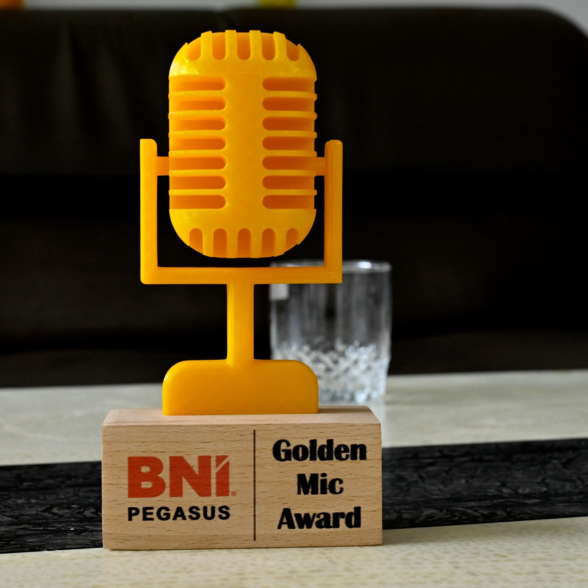 BSTM72 - Custom 3D Mic Trophy with Beech Wood Base – A Spotlight-Worthy Award - Image 3