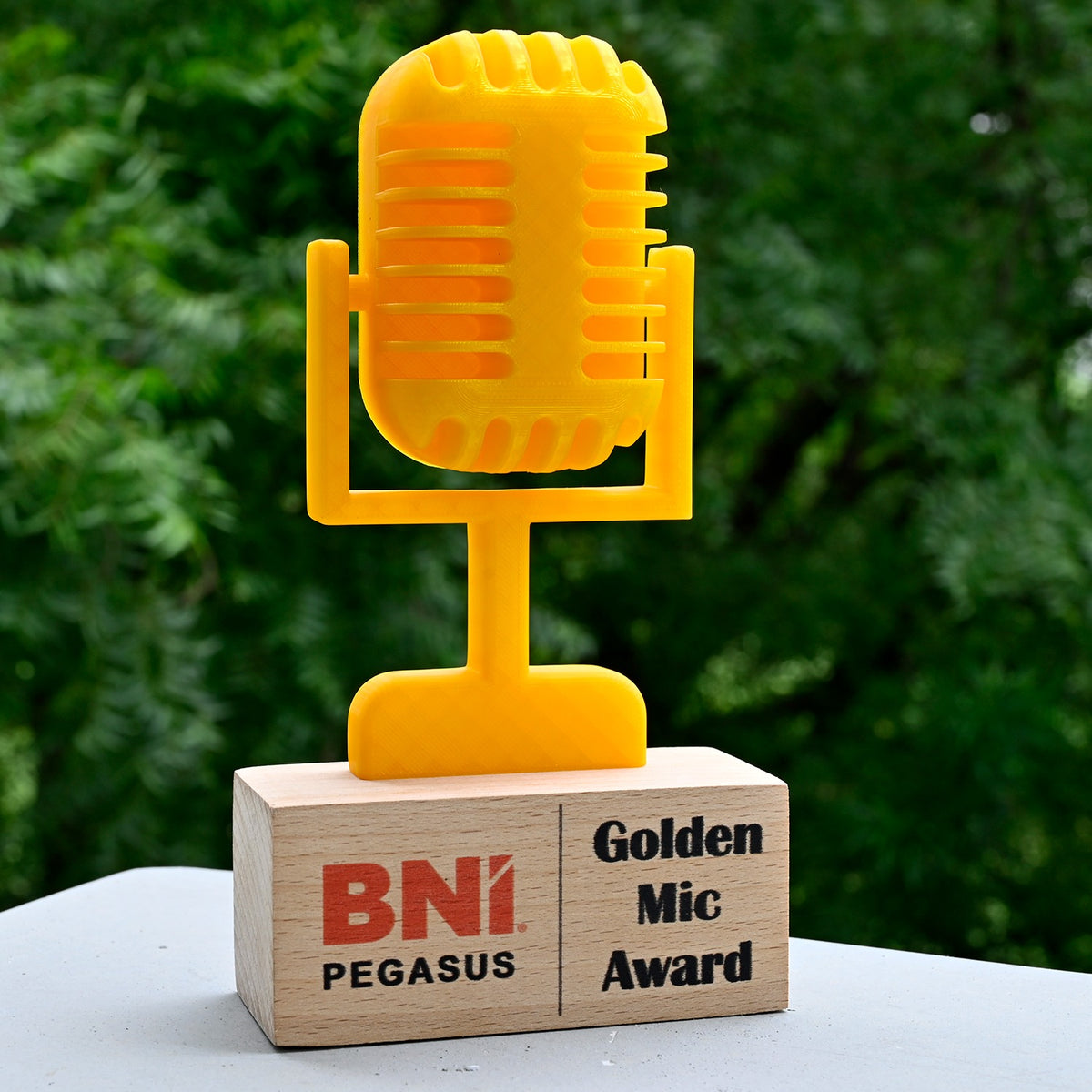 BSTM72 - Custom 3D Mic Trophy with Beech Wood Base – A Spotlight-Worthy Award - Image 2