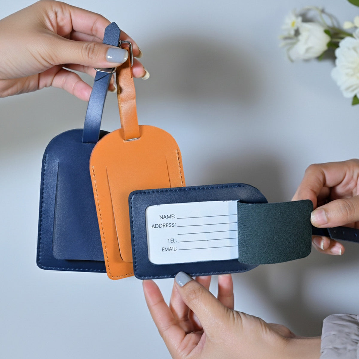 OE129 - Personalised Vegan Leather Bag Tags with Company Logo - Image 3