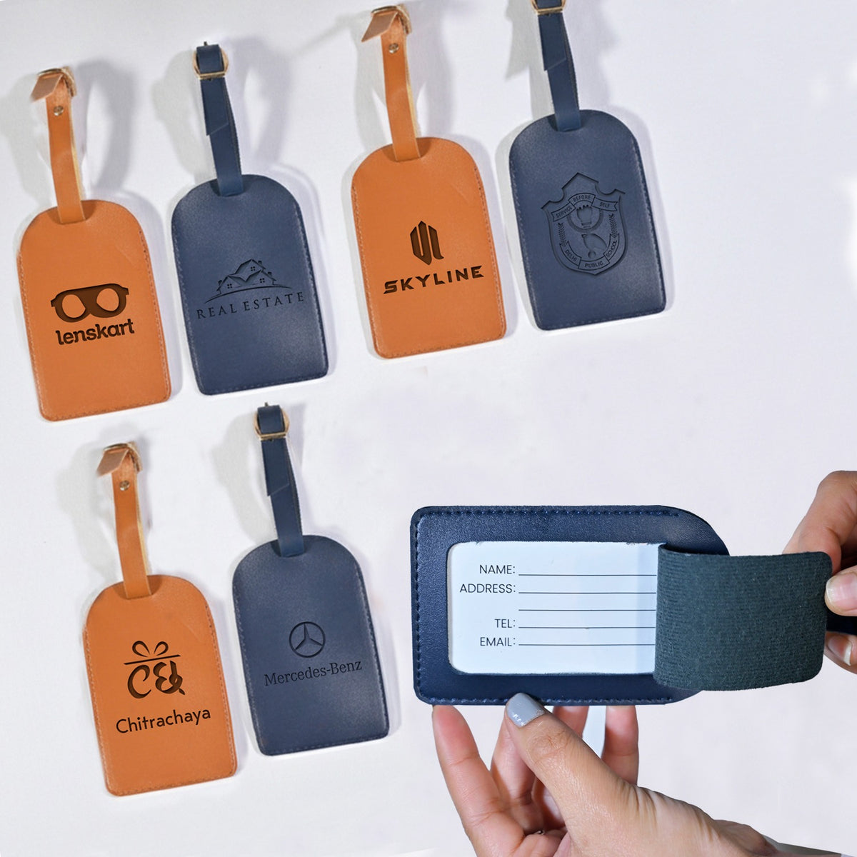 OE129 - Personalised Vegan Leather Bag Tags with Company Logo - Image 2