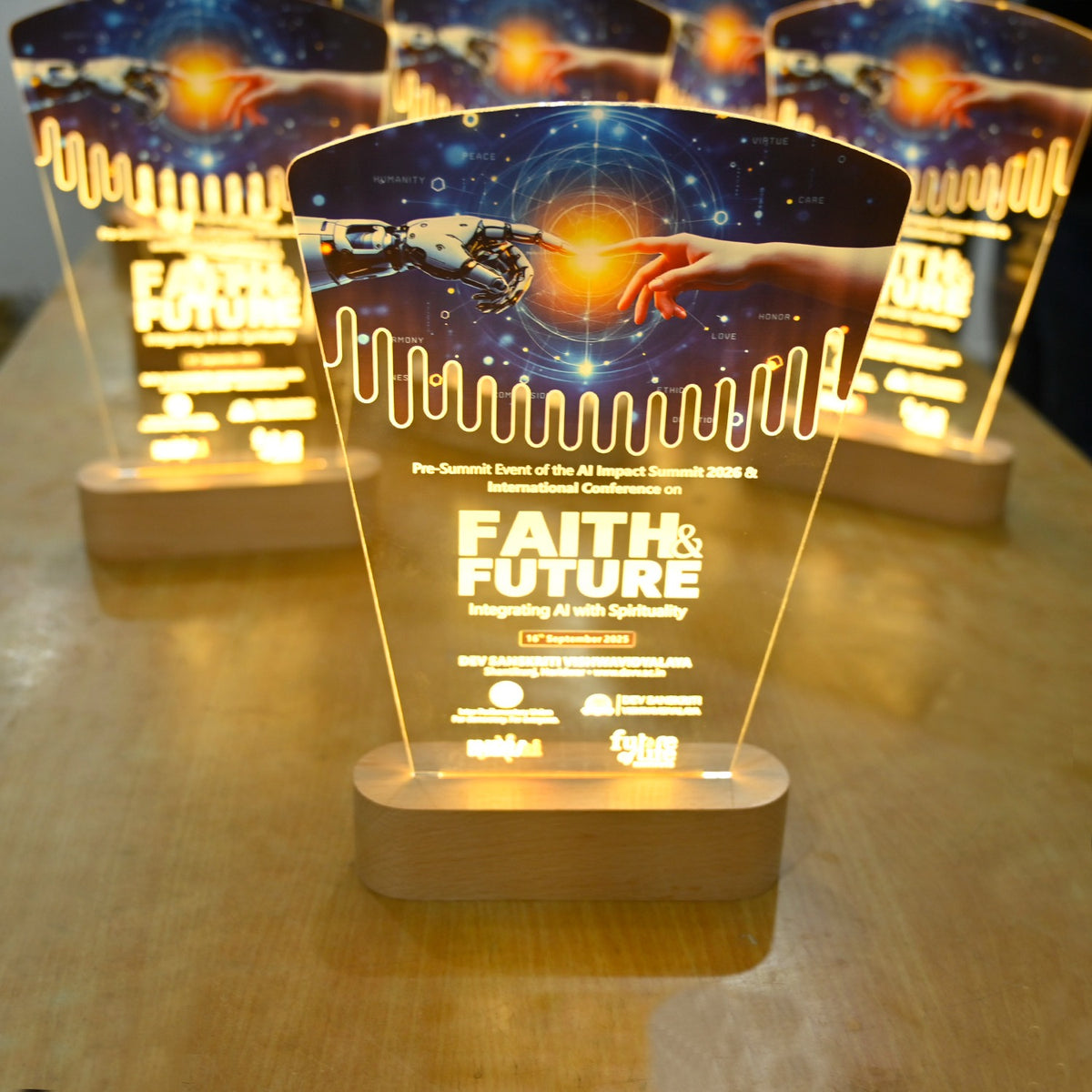 BSTM80 - Custom Illuminated Acrylic Award with Wooden Base - Image 6