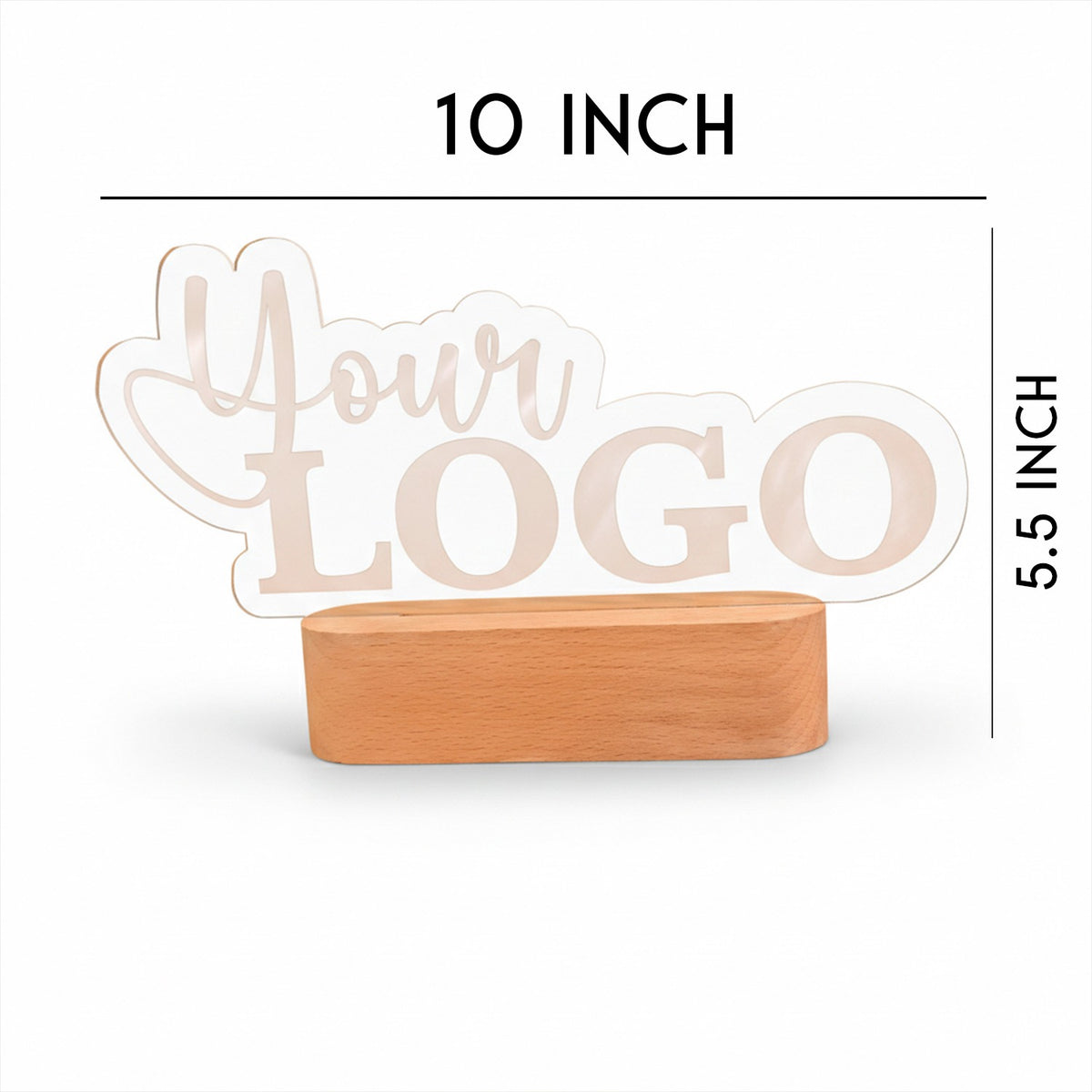 BSTM81 - Personalised Illuminated Company Logo Stand With Wooden Base - Image 5