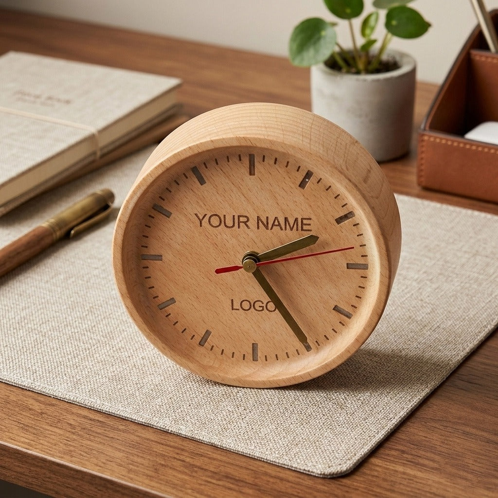 OE134 - Personalised Premium Wooden Desk Clock - Image 2