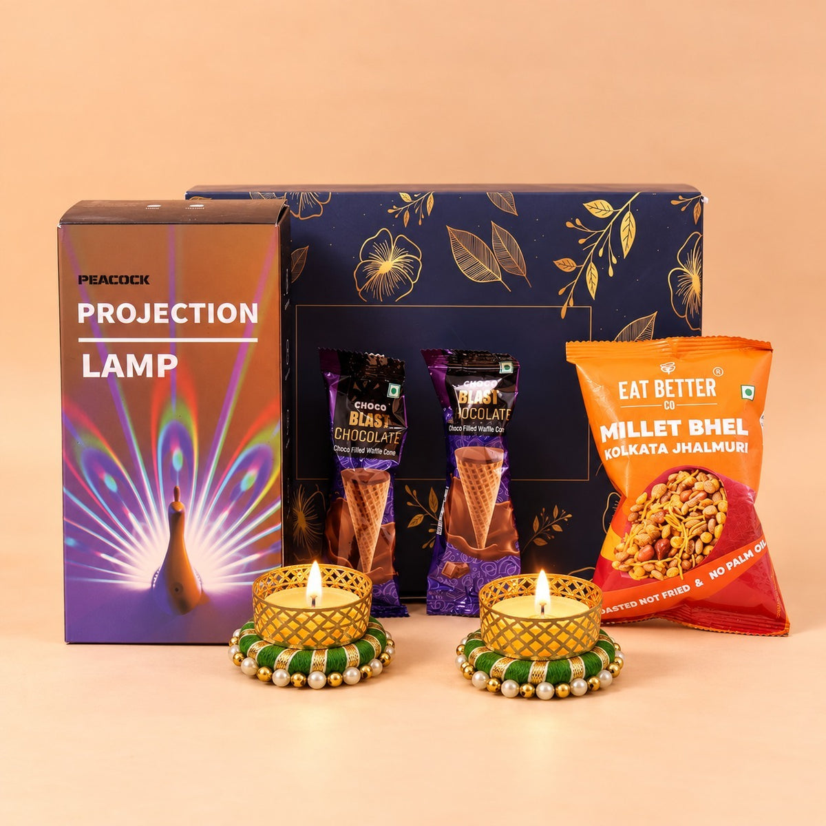 DH297- Peackock Lamp Diwali Hamper