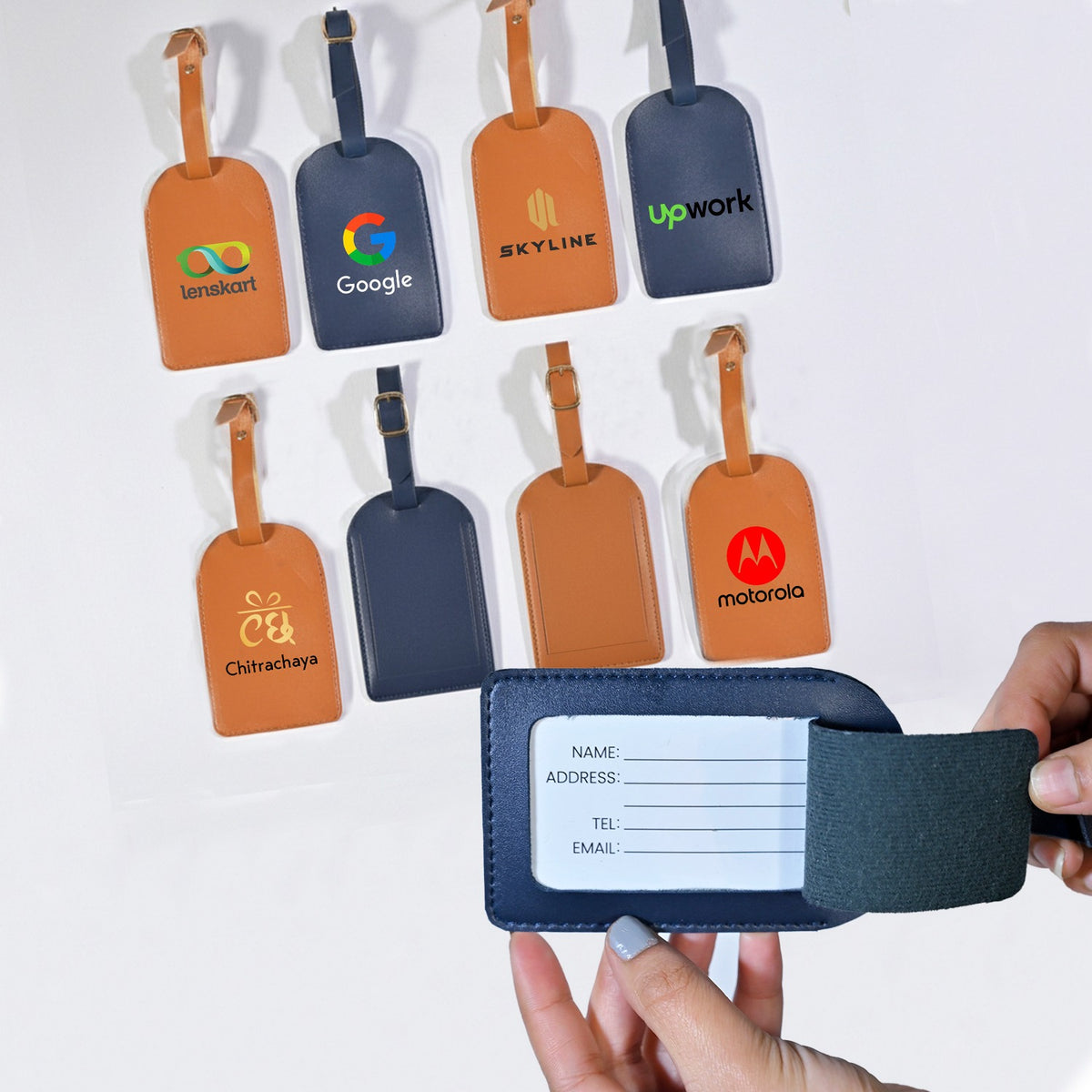 OE129 - Personalised Vegan Leather Bag Tags with Company Logo - Image 4