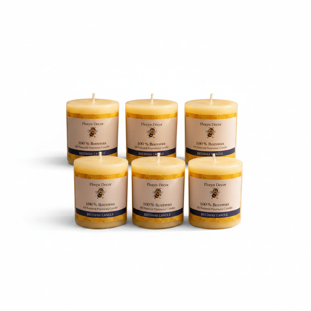 Beeswax Votive Glass Candle Set of 6