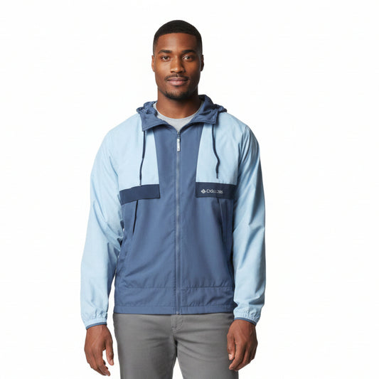 Columbia Spire Valley Hooded Windbreaker - Ripple Blue/Dark Mountain/Collegiate Navy