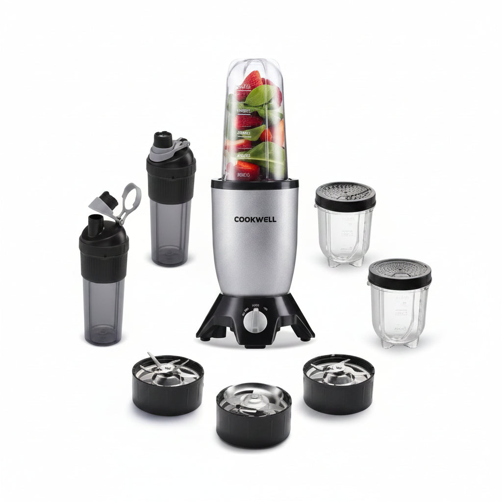 ED340 - Cookwell - Bullet Portable Mixer Grinder 600W - 5 Jars & 3 Blades - Red Flower