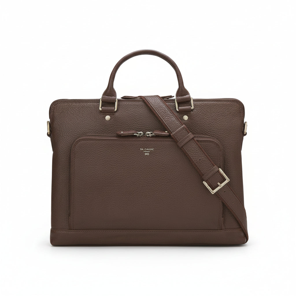 Da Milano Wax Leather Computer Sleeve - BROWN