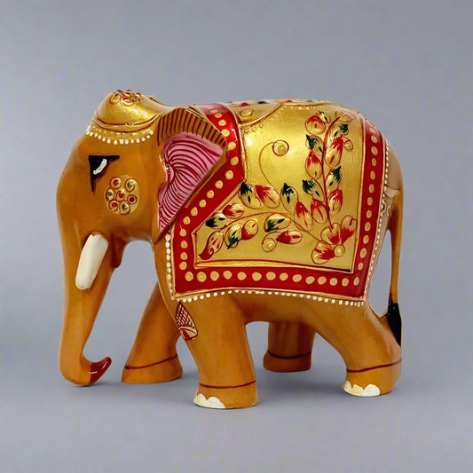 CD22- Wooden Emboss Painting Elephant Statue