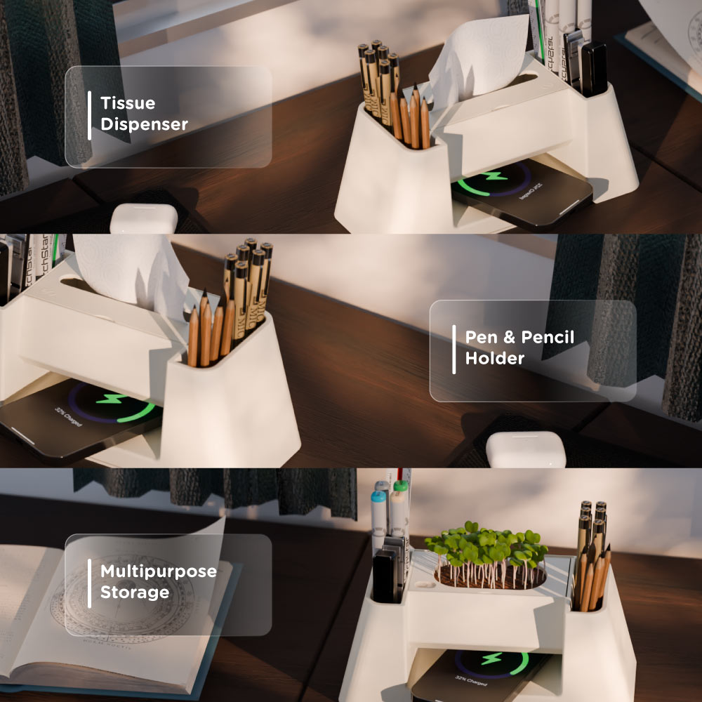 Quuincy Versa Charge wireless charging desk organiser