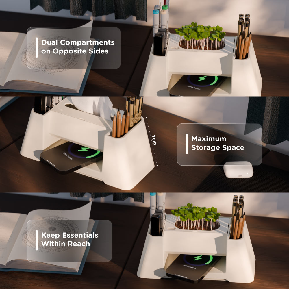 Quuincy Versa Charge wireless charging desk organiser