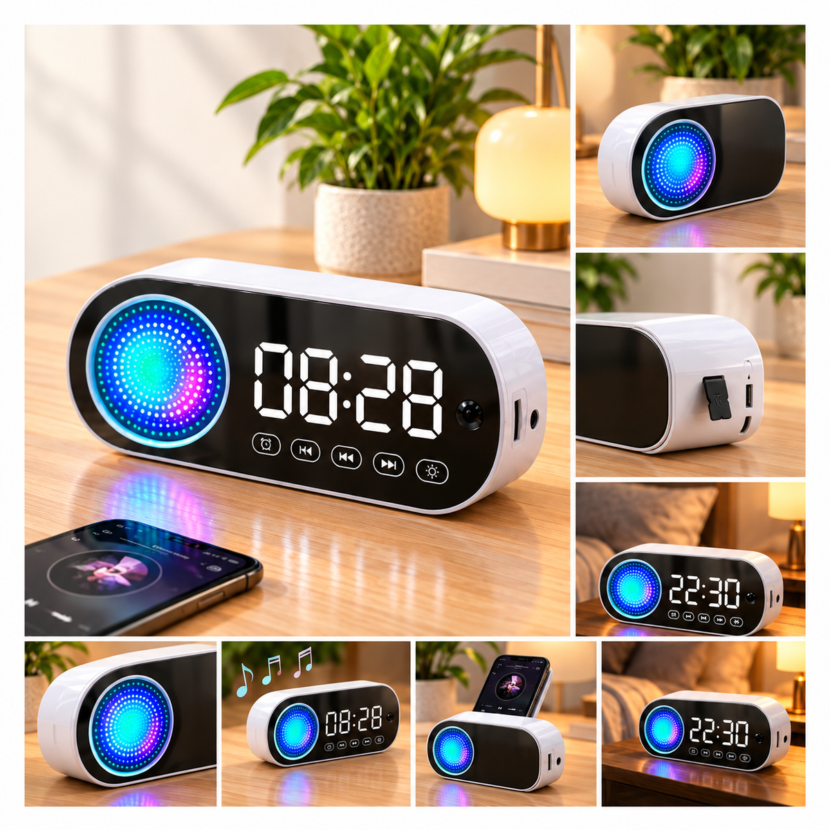 ED405- Perl LED Mirror Clock Bluetooth Speaker