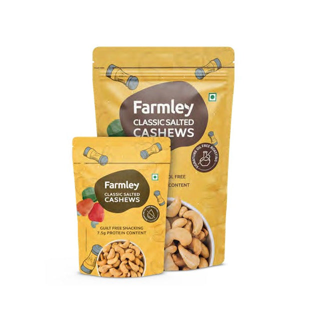 BSE374 - Farmley - Roasted Almonds & Cashews - Classic Salted Cashews / Pouch / 36 g
