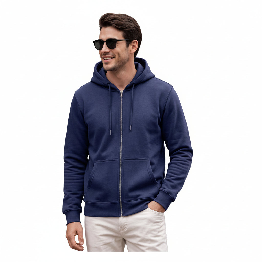 Giordano Hoodie with Zip - Black