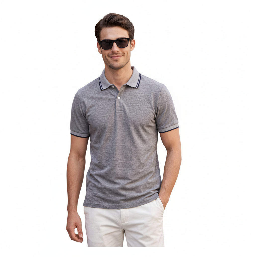 Giordano Jacquard Polo - Grey