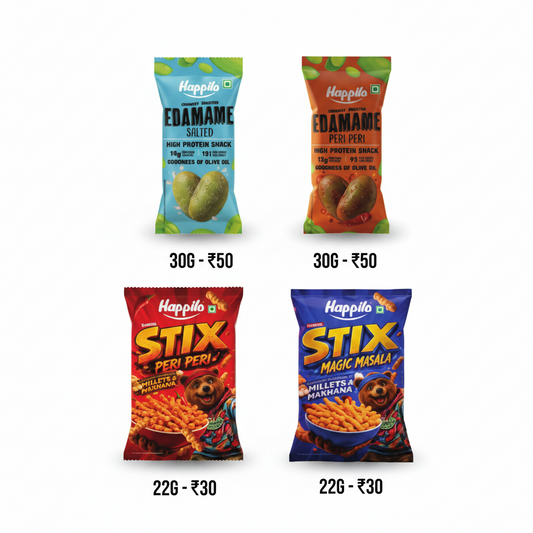 BSE410 - Happilo - Slim Pouch Edamame and Stix - Stix Magic Masala / 22 g