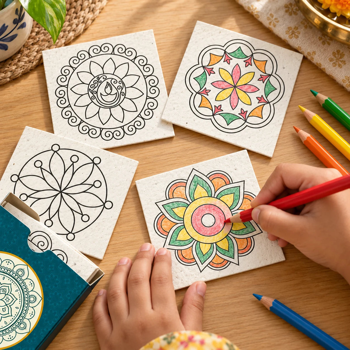 ECO16- Plantable Rangoli Colouring Cards