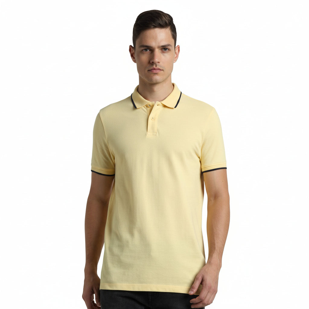 Jack & Jones Jacquard Tipping Polo - Yellow