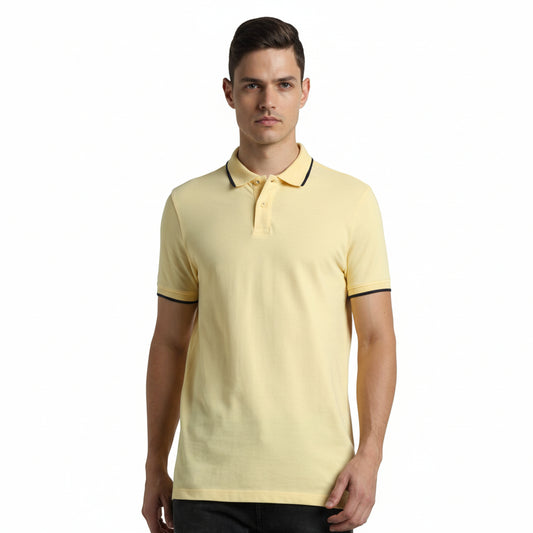 Jack & Jones Jacquard Tipping Polo - Yellow