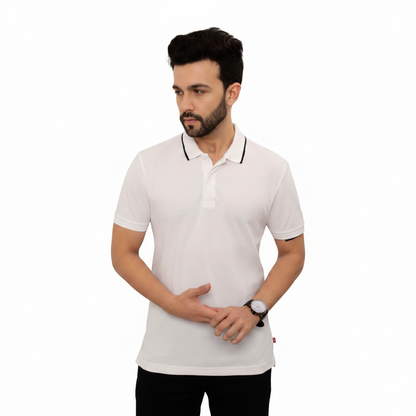 BS132 - Levis Classic Tipping BCI Cotton Polo T-Shirt - White with Black Tipping