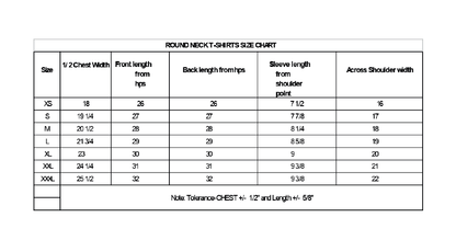 BS136 - Levis Polyester Round Neck T-Shirt size chart