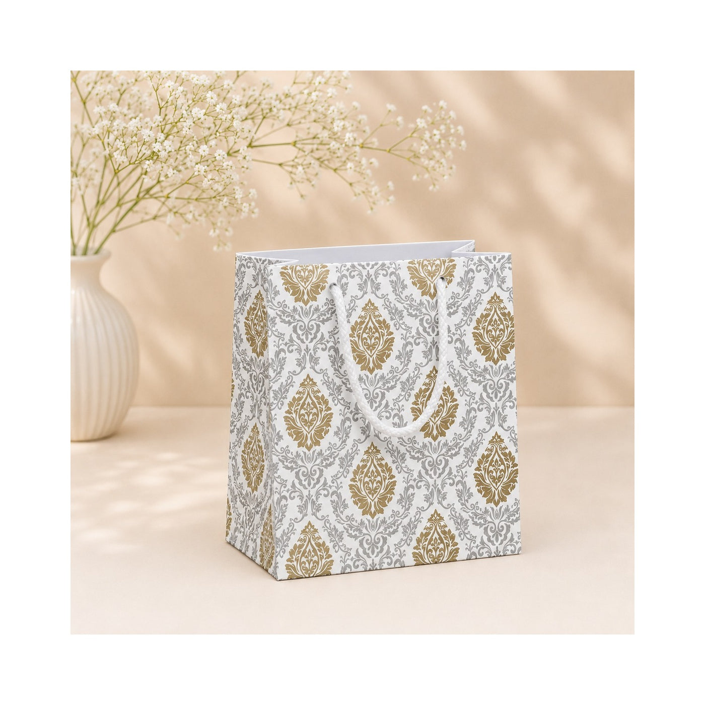 Silver and Gold Leaf Paper Bag - Grover Traders Paper Bag