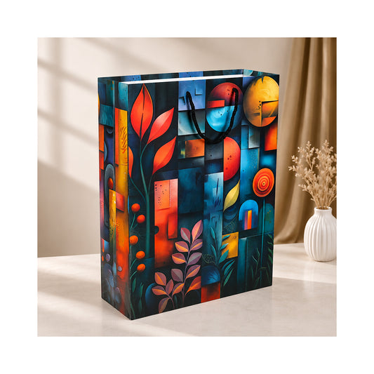 PB18 - Abstract Geometric Floral Large Paper Bag