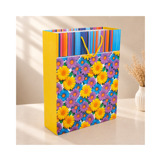 PB20 - Rainbow Floral Print Large Paper Bag
